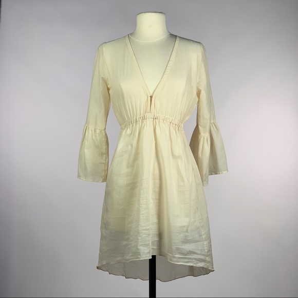 Delfina Swimwear Dresses Deep V Neck Swim Coverup In Cream Poshmark